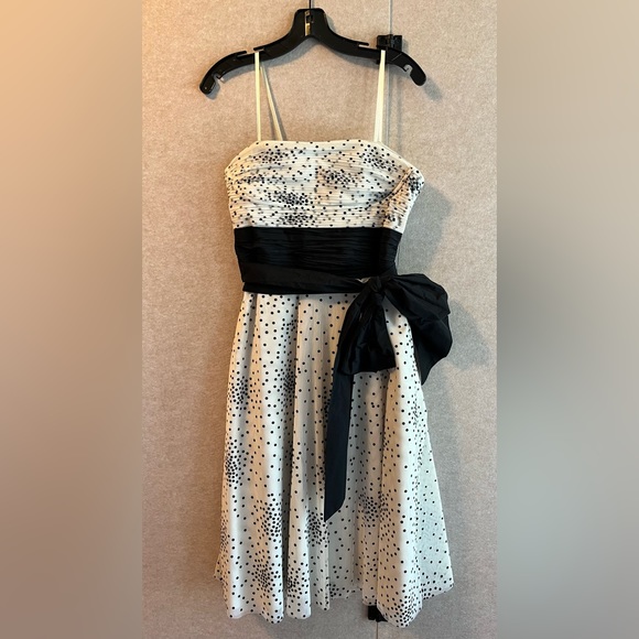 BCBG MaxAzria Black White polka dot cocktail dress - Size 10 - Picture 2 of 12